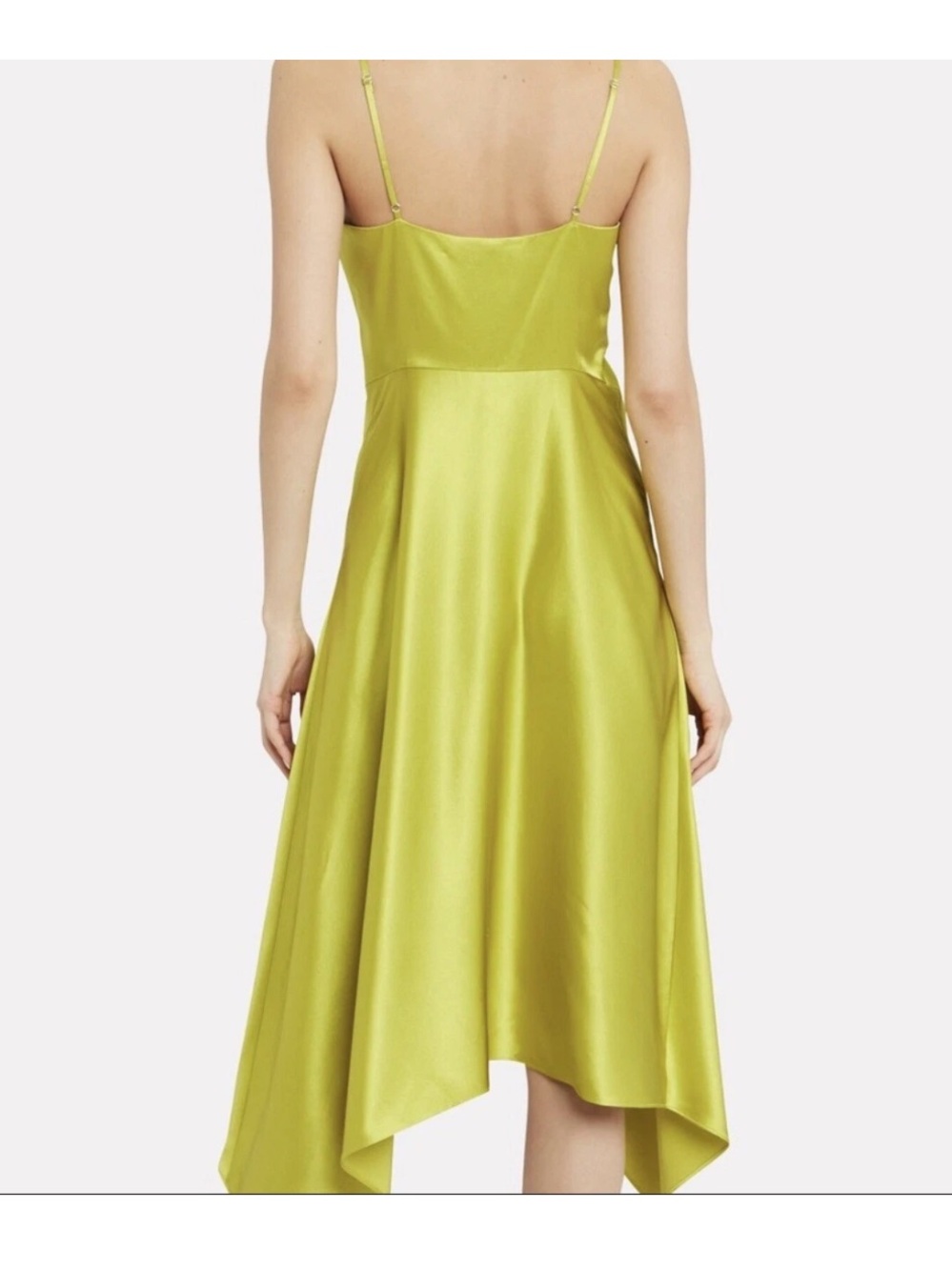 Fleur du Mal Chartreuse 100% Silk Handkerchief Midi Dress NWT - Picture 3 of 6